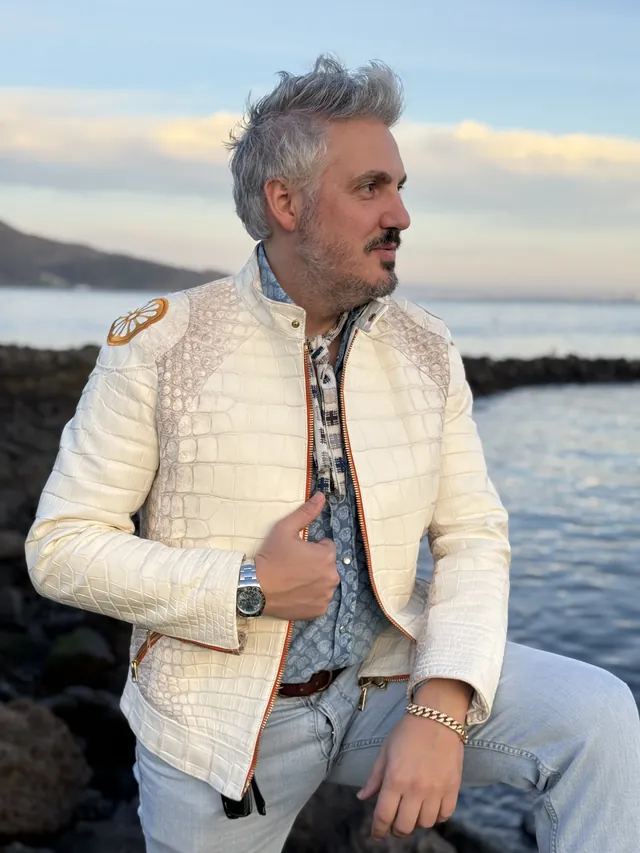 Bespoke Crocodile Jacket Detail - Italian Craftsmanship View 3